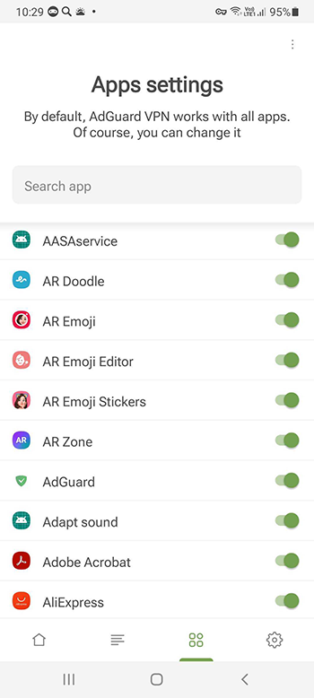 Apps settings *mobile_border