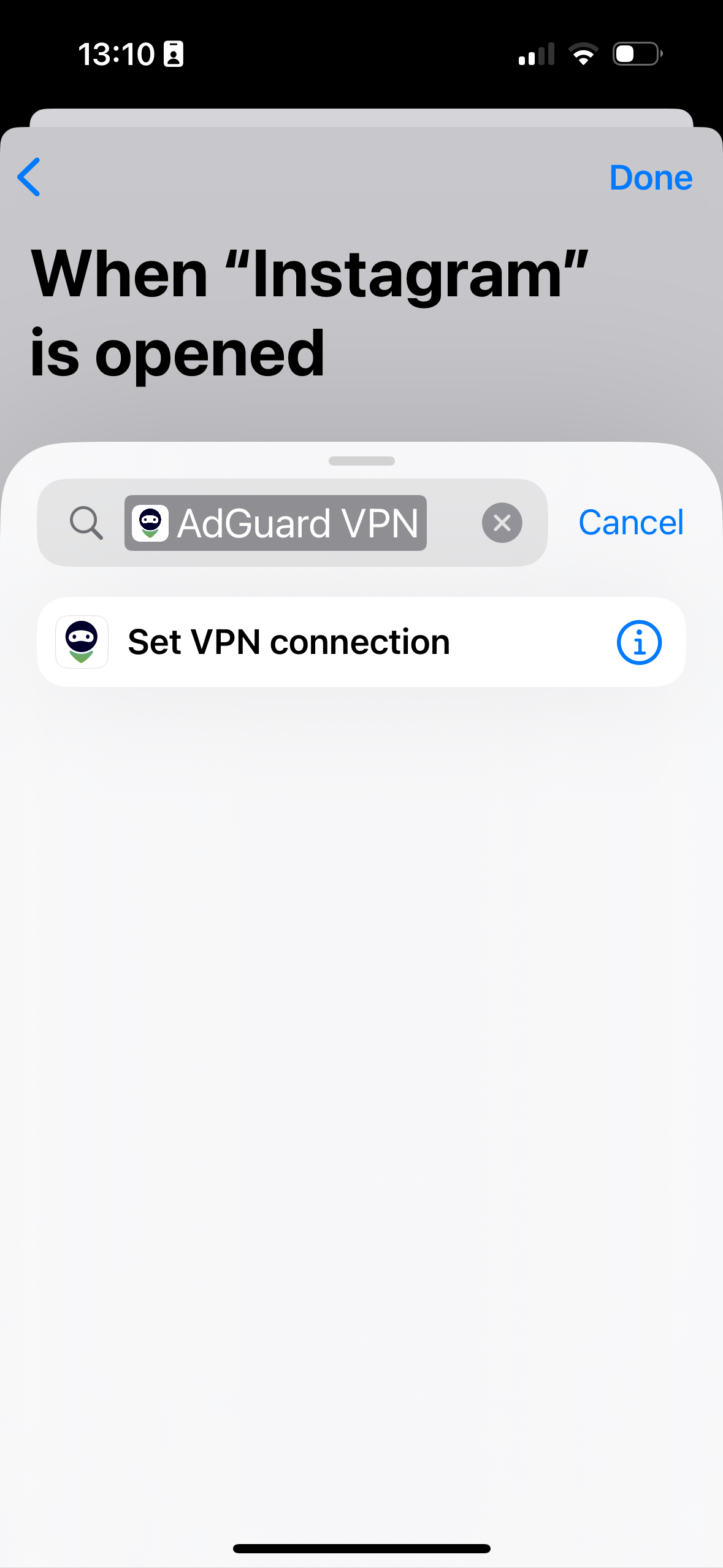 Set VPN connection