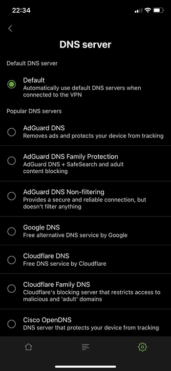 Экран DNS-серверов *mobile_border