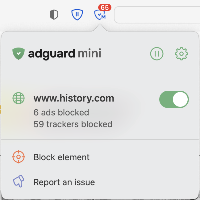 Safari popup