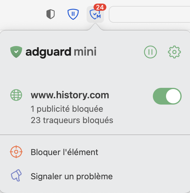 Le popup dans Safari