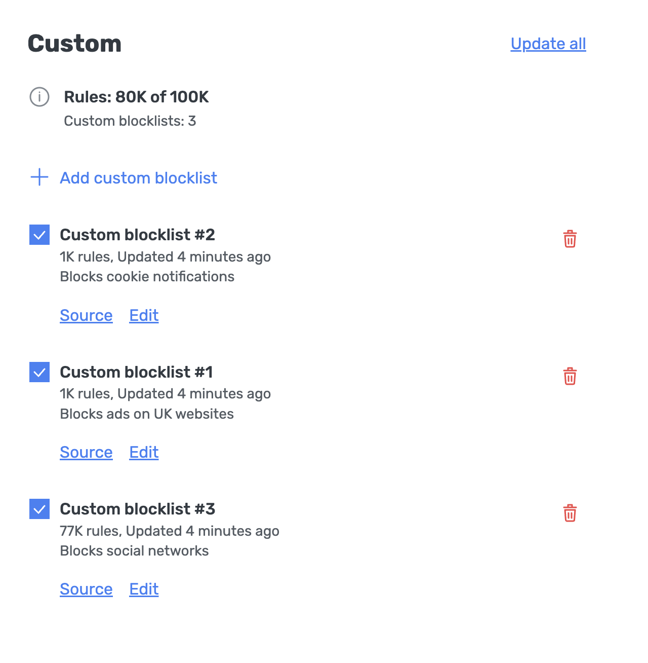 Add custom blocklist