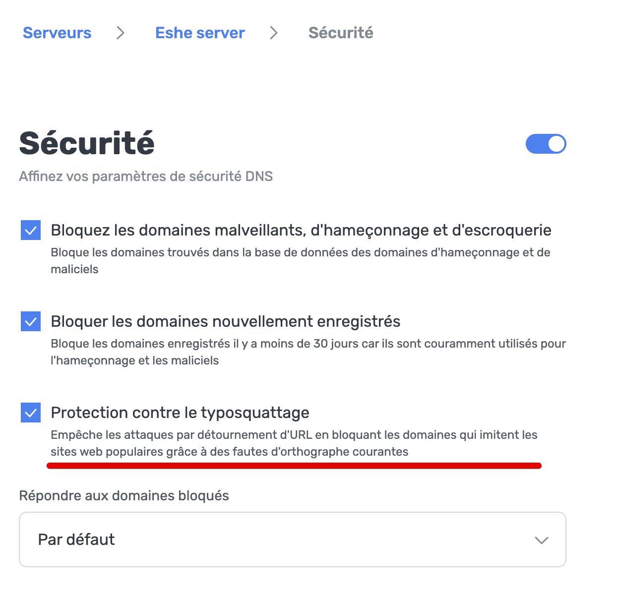 Les paramétres de sécurité