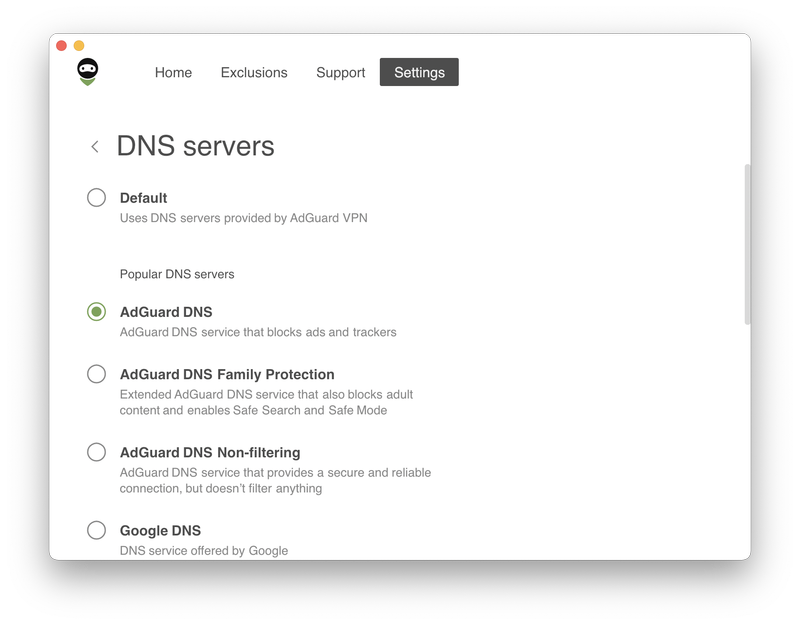 A list of DNS servers