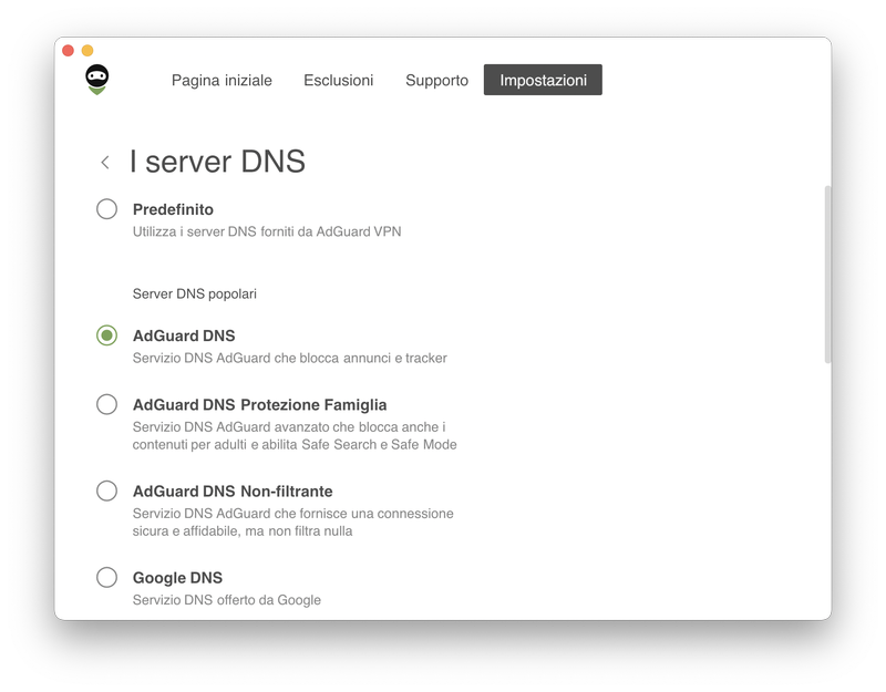 Un elenco dei server DNS